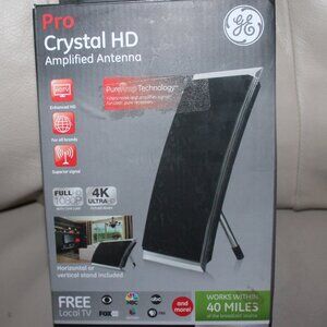 GE Pro Crystal HD Amplified Indoor TV Antenna PureAmp Technology 40 Mile Range